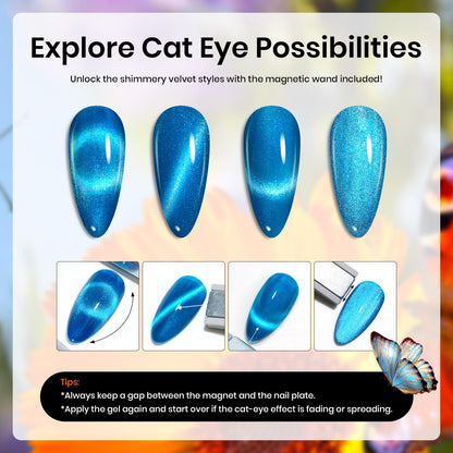 Beetles Cat Eye Gel Polish Set - 24Pcs 20 Colors Glitter Dark Color Changing Gel Nail Polish Kit with Base Gel Glossy Matte Top Coat Soak off UV DIY Nail Art Salon Ombre Black Nails Gift