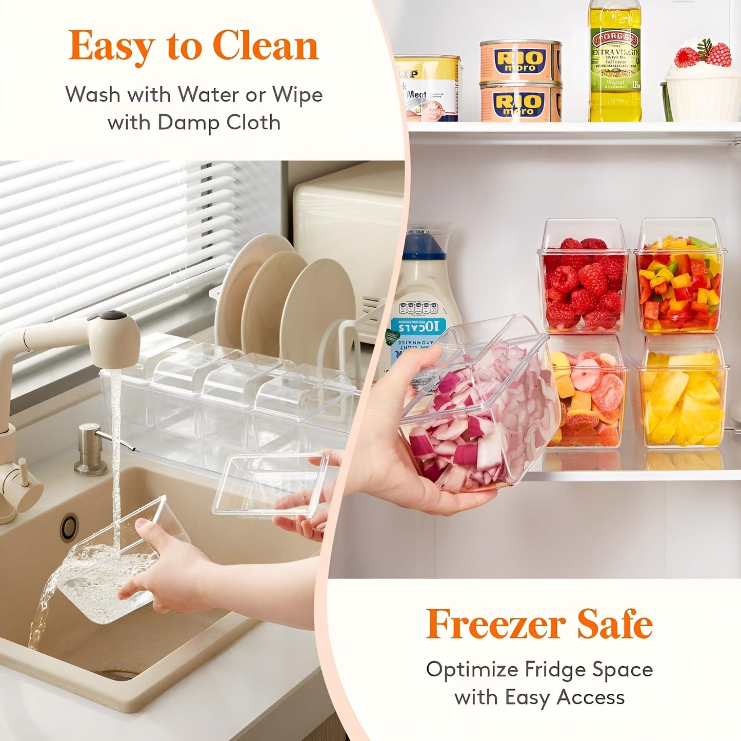 BLIVORRA 𝐋𝐚𝐫𝐠𝐞 Ice Chilled Condiment Containers with Lids with 5x 20oz (2.5 cup) Containers, Large Taco Bar Serving Set for a Party, Condiment Organizer with Removable Dishes│FREE ACCESSORIES│