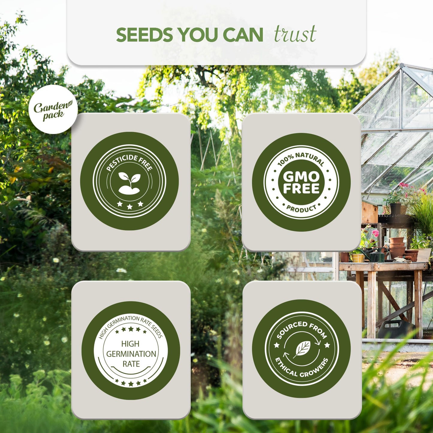 Garden Pack Grow Your Own Kit - 75 Varieties of Herb, Flower and Vegetable Seeds - Gardening Gifts for Men and Women with 30,000 Seeds for Planting