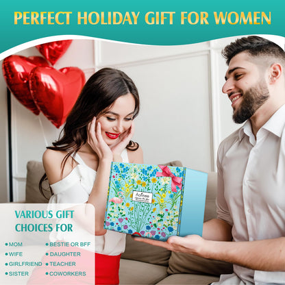 Aofmee Gifts Basket for Mother Wife Grandma Daughter Friends Sister, Happy Birthday Gifts for Women Mom Her, Blue Self Care Spa Relaxing Baskets for Birthday Mothers Day Christmas Valentines