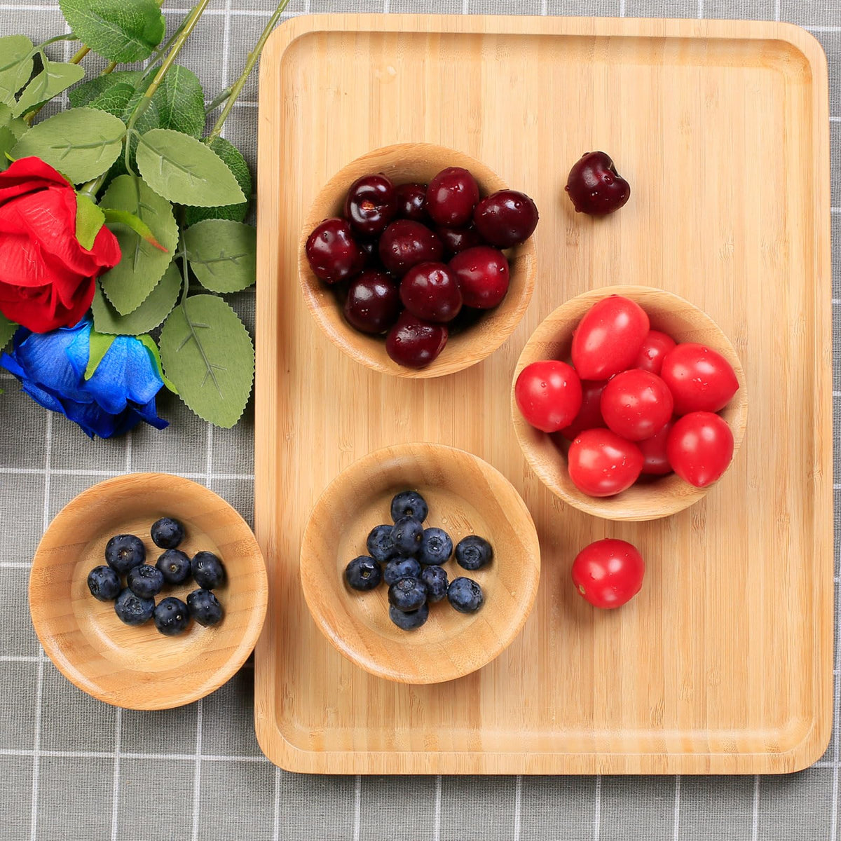 ZTHapwa Bamboo Wooden Bowls, 4.7 OZ Serving Fruit Snack Bowls for Dinnerware Kitchen, Handmade Pinch Bowl Ramekins for Side Dishes/Dessert/Condiment, Set of 4