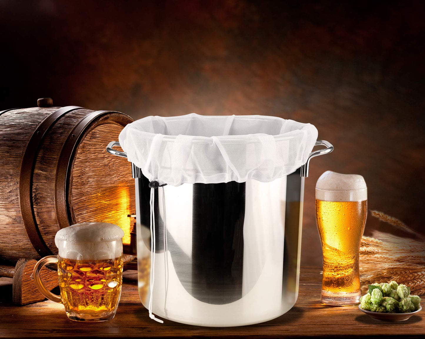 Brew Bags Reusable 3 Pack, Extra Large 26"x22" Fine Mesh Strainer Bag for Home Brewing Hops Grains Wine Beer Making Drawstring Straining Brew in a Bag