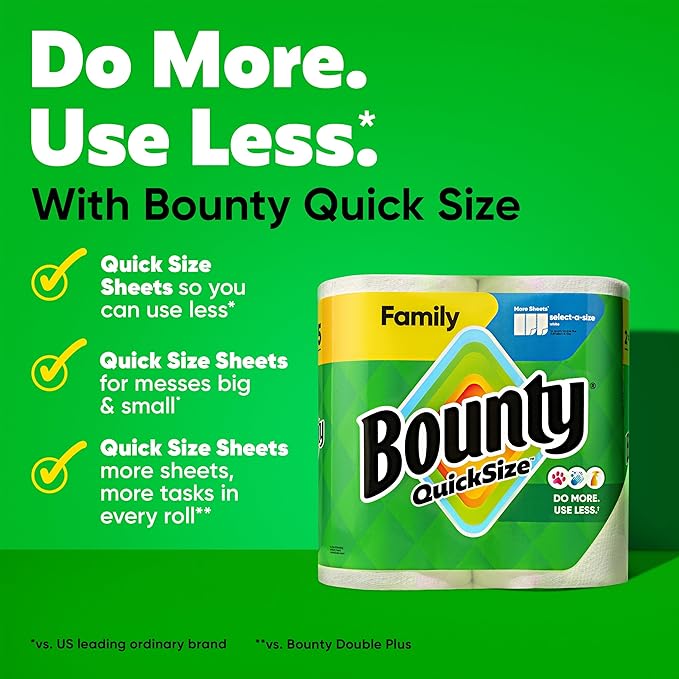 Bounty Quick Size Paper Towels, 8 Family Rolls