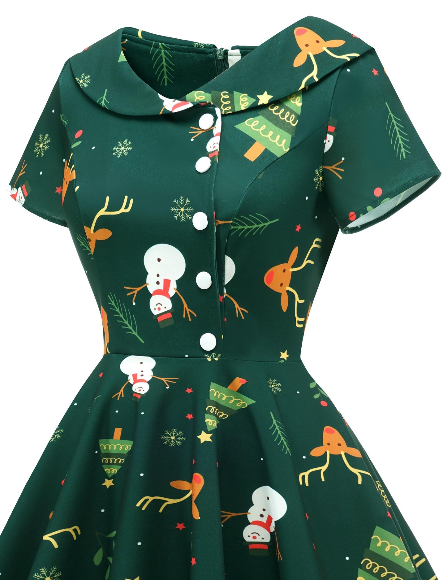 Wedtrend Women's 1950s Vintage Audrey Hepburn Style Cocktail Swing Dresses WTP20007ArmygreenChristmasDeerXS