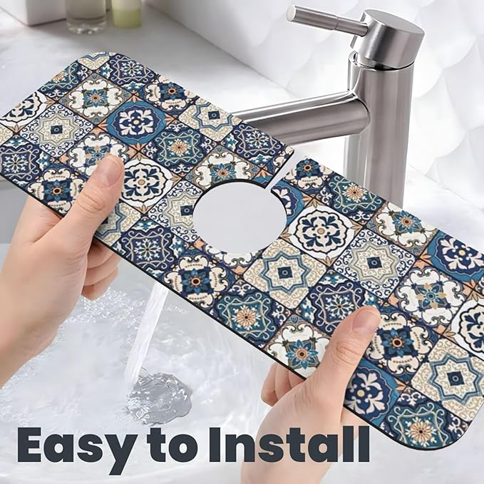 2Pcs Dish Drying Mats Faucet Mats Sets Large Size Coffee Mats Sink Faucet Mat
