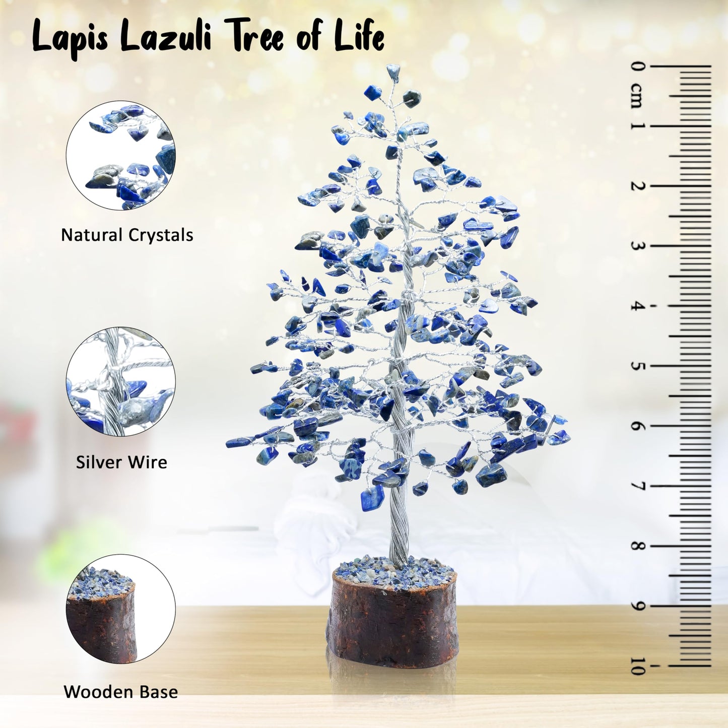 Crocon® Lapis Lazuli Healing Crystals Tree Bonsai Desk Decor for Women Blue Room & Office Decor Spiritual Gift Meditation Crystals Home Decor Cute House Warming Gifts for Men Dad Birthday Him, 10"