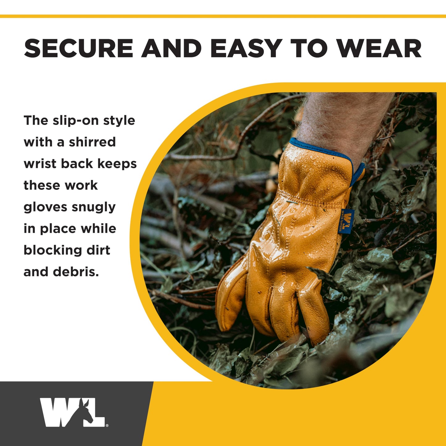 WELLS LAMONT Men’s Slip-On HydraHyde Full Leather Work Gloves | Water-Resistant | Medium (1168M), Saddletan
