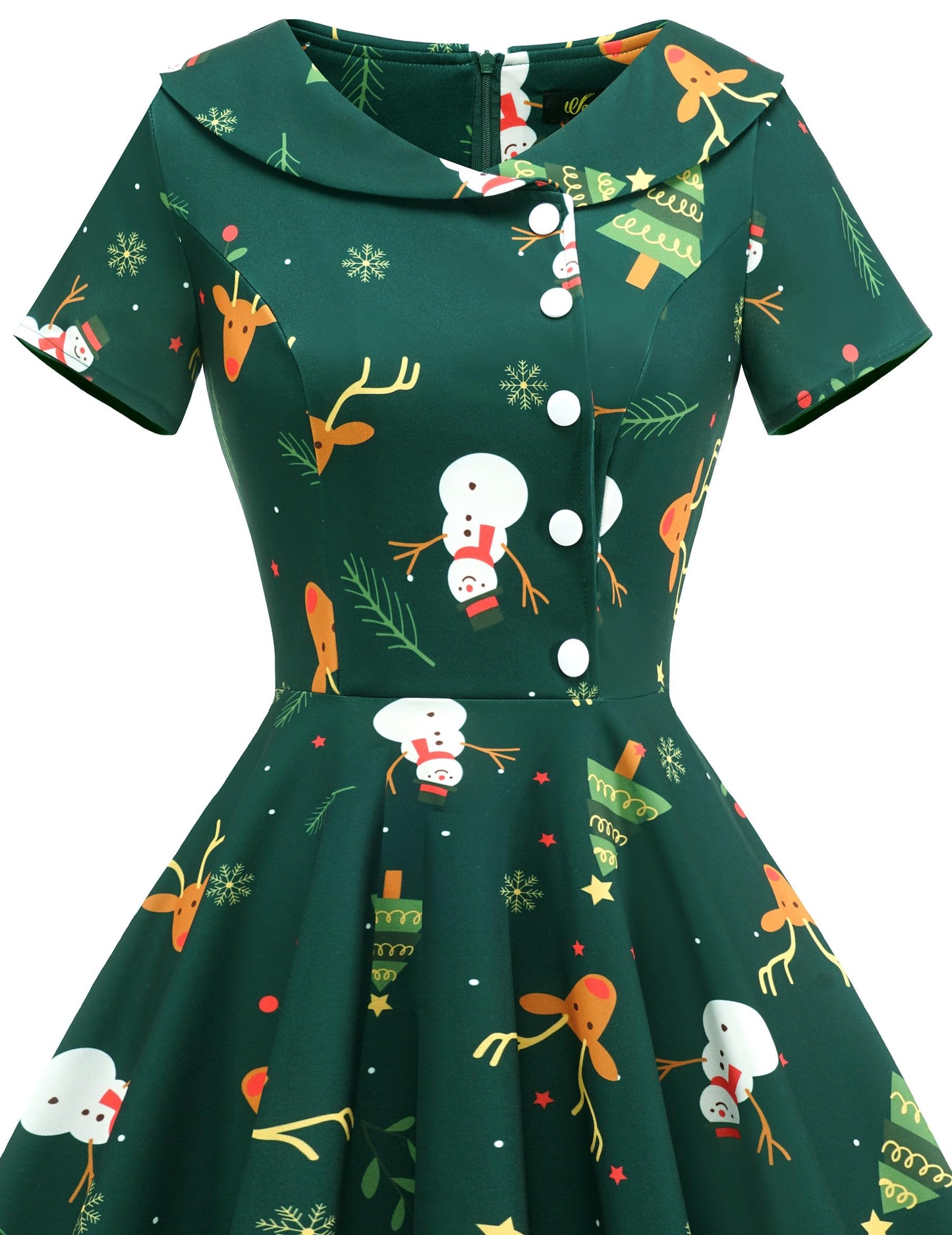 Wedtrend Women's 1950s Vintage Audrey Hepburn Style Cocktail Swing Dresses WTP20007ArmygreenChristmasDeerXS