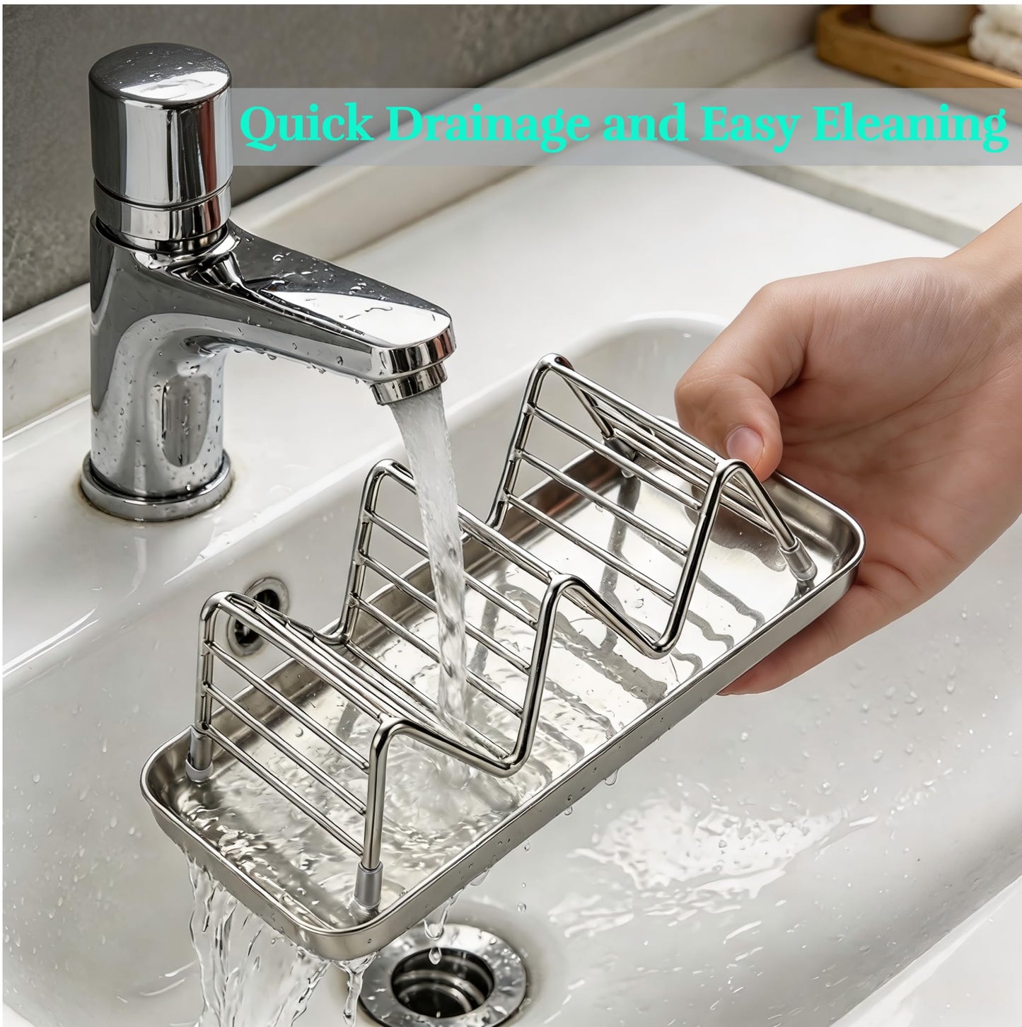 UVULAS Wavy Soap Dish, 304 Stainless Steel Soap Holder with Full 304 Stainless Steel Removable Drip Tray, Self Draining Rustproof Quick Dry Bar Soap Holder for Shower Bathroom Kitchen, 1 Pack