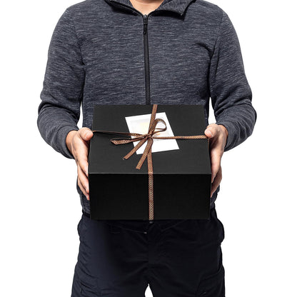 Mcfleet Black Gift Boxes with Lids 10x10x5 Inches 10 Pack Groomsmen Proposal Cardboard Gift Box for Presents, Christmas, Wedding, Graduation, Holiday, Birthday Craft Present Packaging