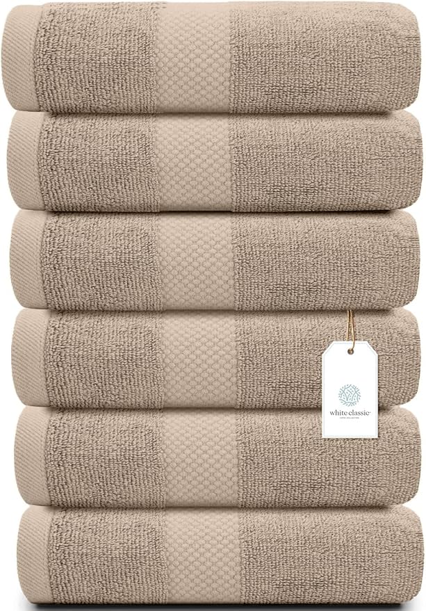 White Classic Luxury Taupe Hand Towels