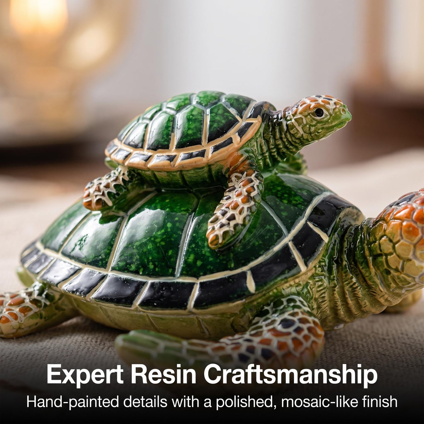 Brizoria Sea Turtle Decor Collectible Figurines with Baby Resin Animal Statue Blue Green Ocean Themed Gift from The Sea Turtle Gifts for Women Men Tabletop Decorations Tortoise, Green