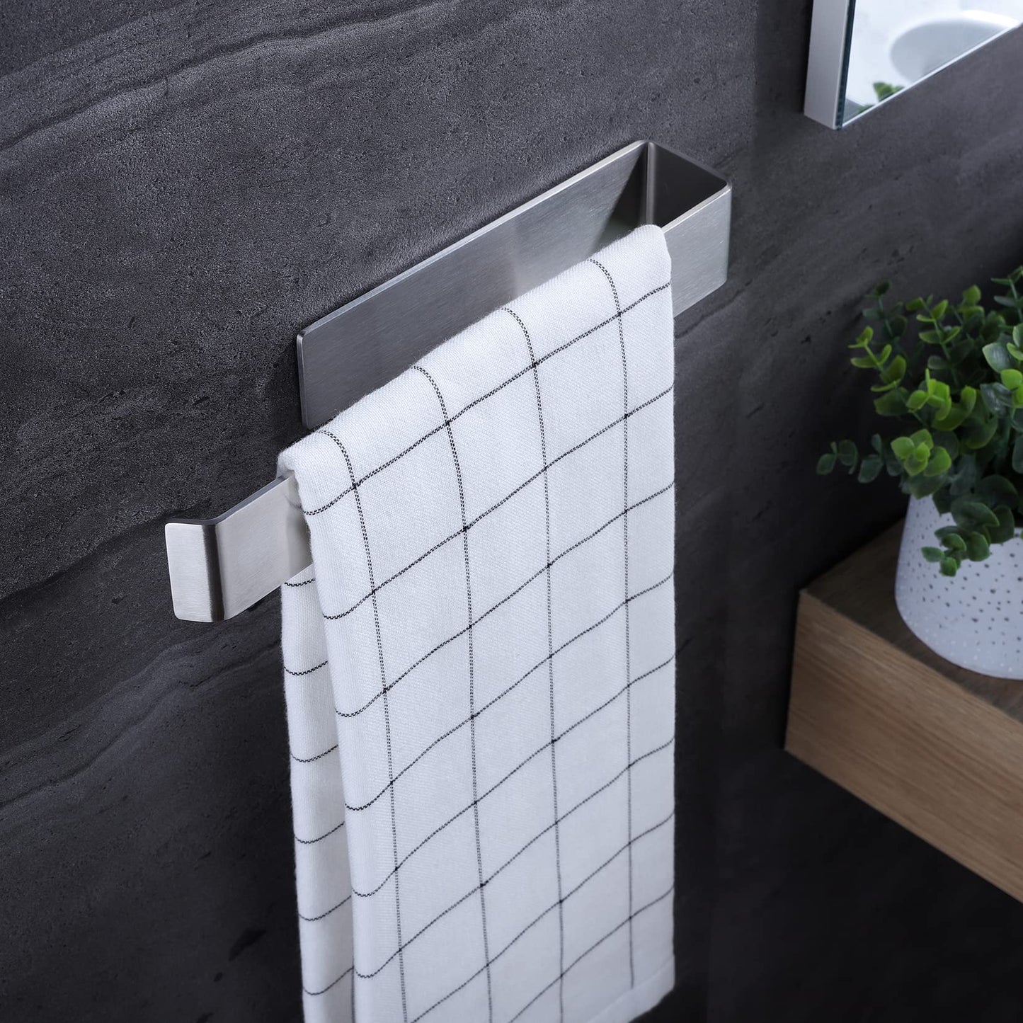 YIGII Towel Holder 26CM - Hand Towel Rail Self Adhesive Hand Towel Rack Open Towel Ring for Bathroom, Stainless Steel (No Drilling)