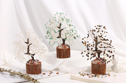 QINJIEJIE Tiger Eye Crystal Tree of Life Decor Tiger Eye Stone Healing Gifts Gemstones Tree Spiritual Crystal Gifts for Room Office Desk Decor New Home House Warming Gift Unique