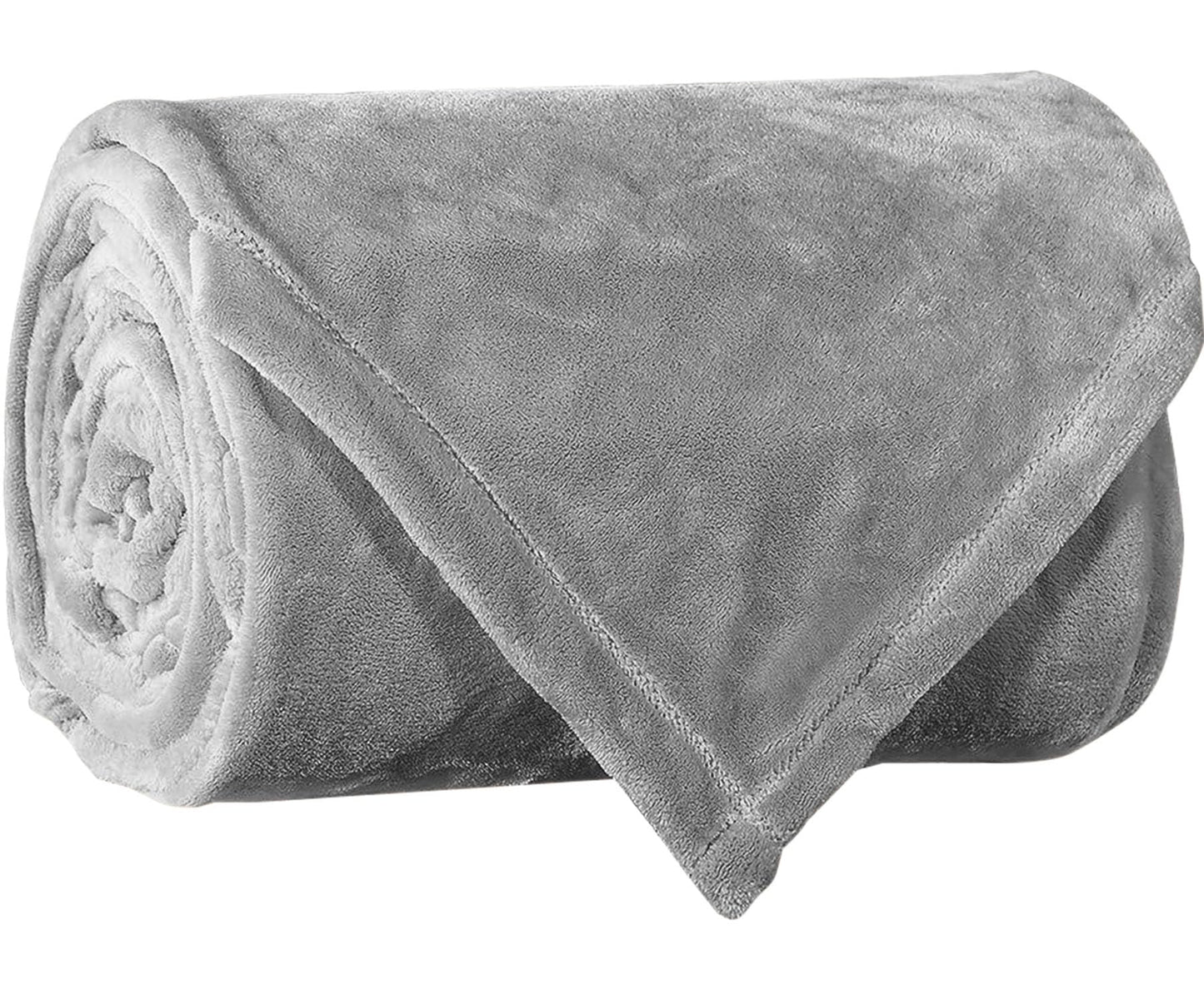 Comfort Lab Plush Flannel Throw Blanket - Soft, Lightweight, Giftable Fleece Blanket for Couch, Bed & Home Decor - Anti Pilling and Non Shedding Fleece Couch Throw (Grey, Family Blanket)