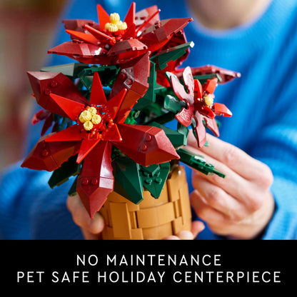 LEGO Icons Poinsettia Building Sets for Adults - Artificial Flowers for Decoration - Christmas Flowers for Table Centerpiece - 10370