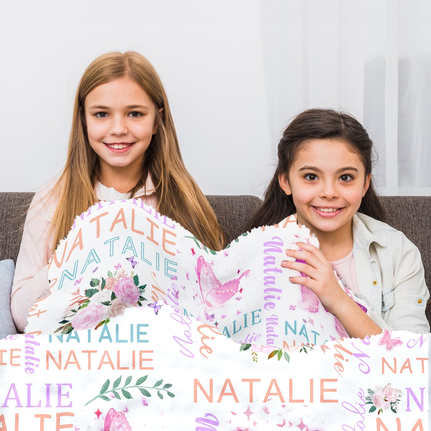 Bohva Personalized Baby Blankets for Girls, Custom Baby Blanket with Name, Cozy Newborn Blanket, Personalized Kids Name Blankets for Babies Shower Christmas Birthday Gifts