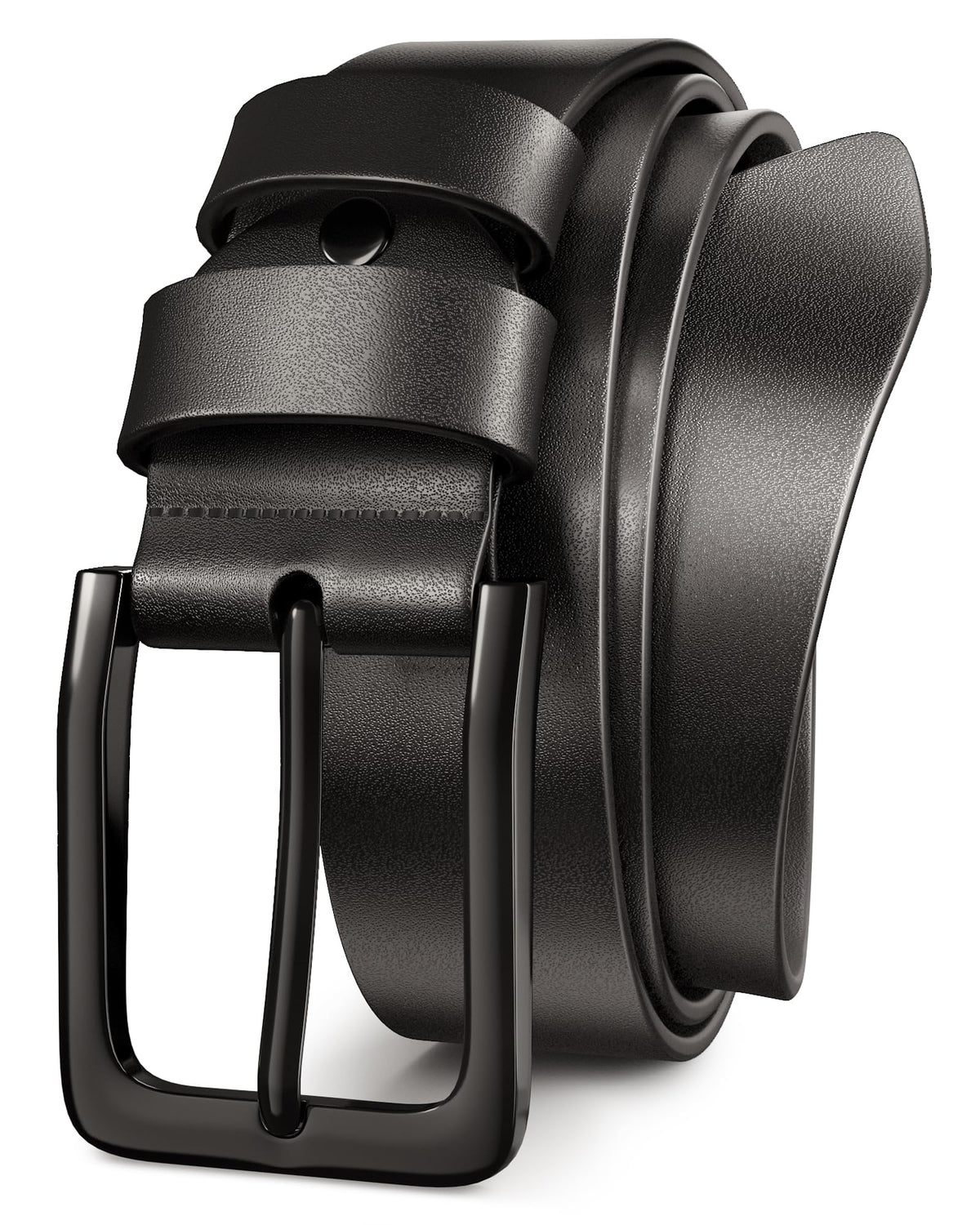 Papaanils Mens Black Dress Belt,Genuine Casual Mens Belts Leather for Jeans and Golf, Width1.5