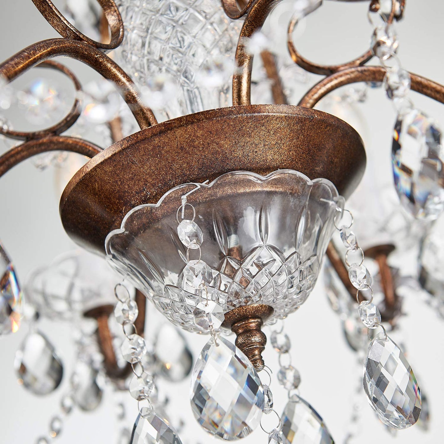 Saint Mossi 6-Light Crystal Chandelier - Farmhouse Rustic Pendant Light Fixture for Bedroom, Dining Room, Living Room - H23 x W24, Chain Adjustable