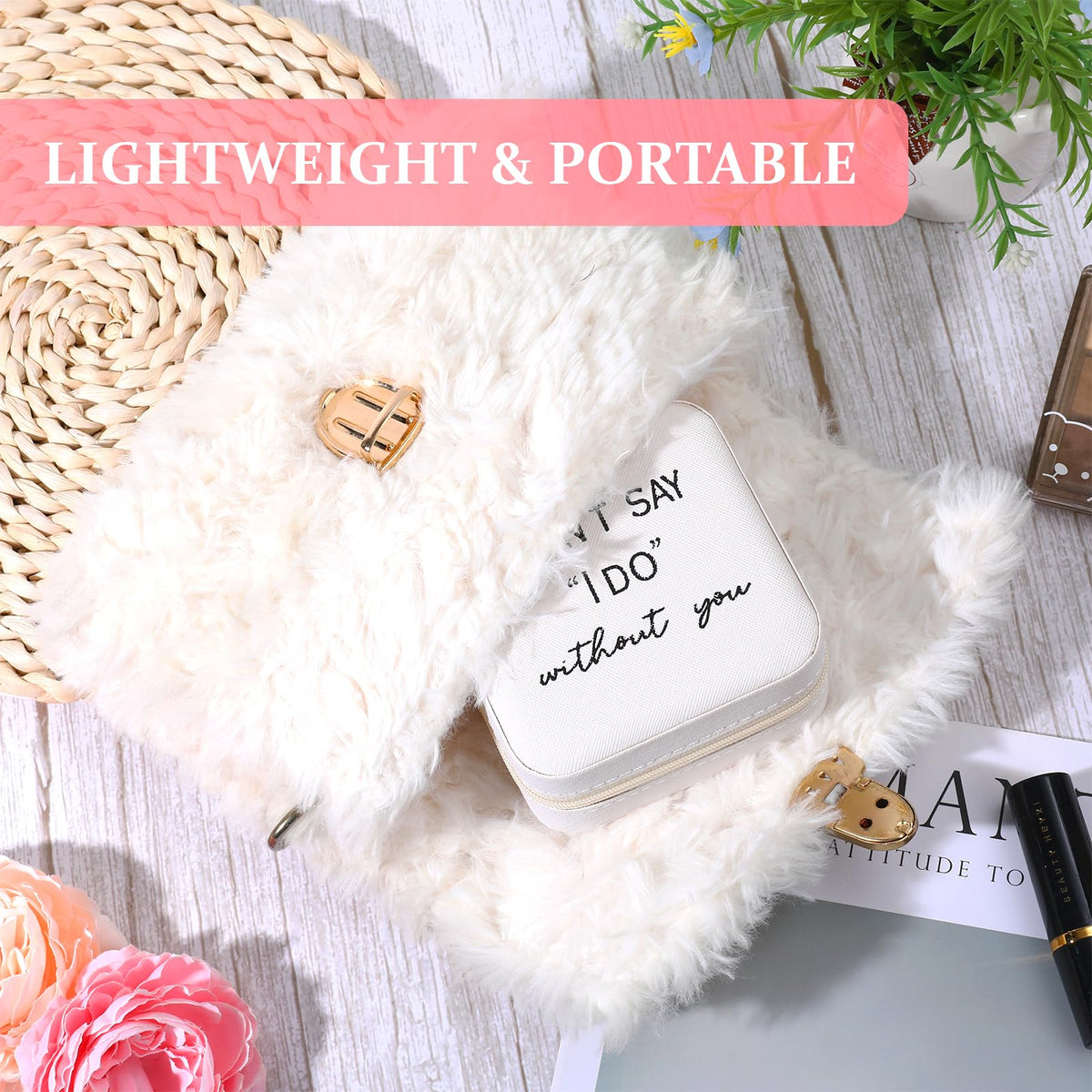 8 Pack Small Jewelry Box Bridesmaid Proposal Gifts, Pu Leather Potable Travel Jewelry Case Bridesmaid Gifts, Rings Necklaces Earrings White Storage Box for Women Bridal Shower Engagement Wedding