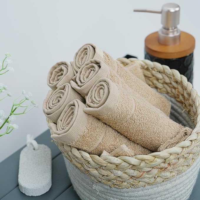 Tens Towels Pack of 60 Washcloths, 12 x 12 Inches, Lighter Weight, Quick to Dry