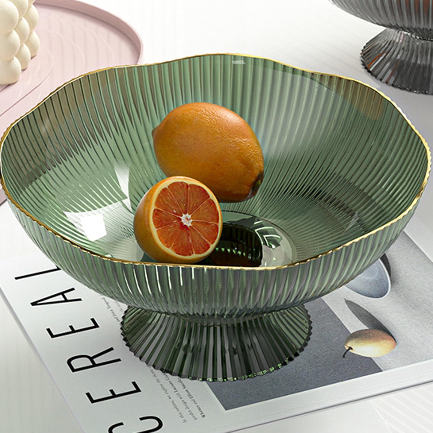 CXYNDFA Cute Fruit Bowl - Decorative Plastic Bowls for Kitchen & Dining Table, Versatile Centerpiece Display for Fruits, Snacks, Home Decor