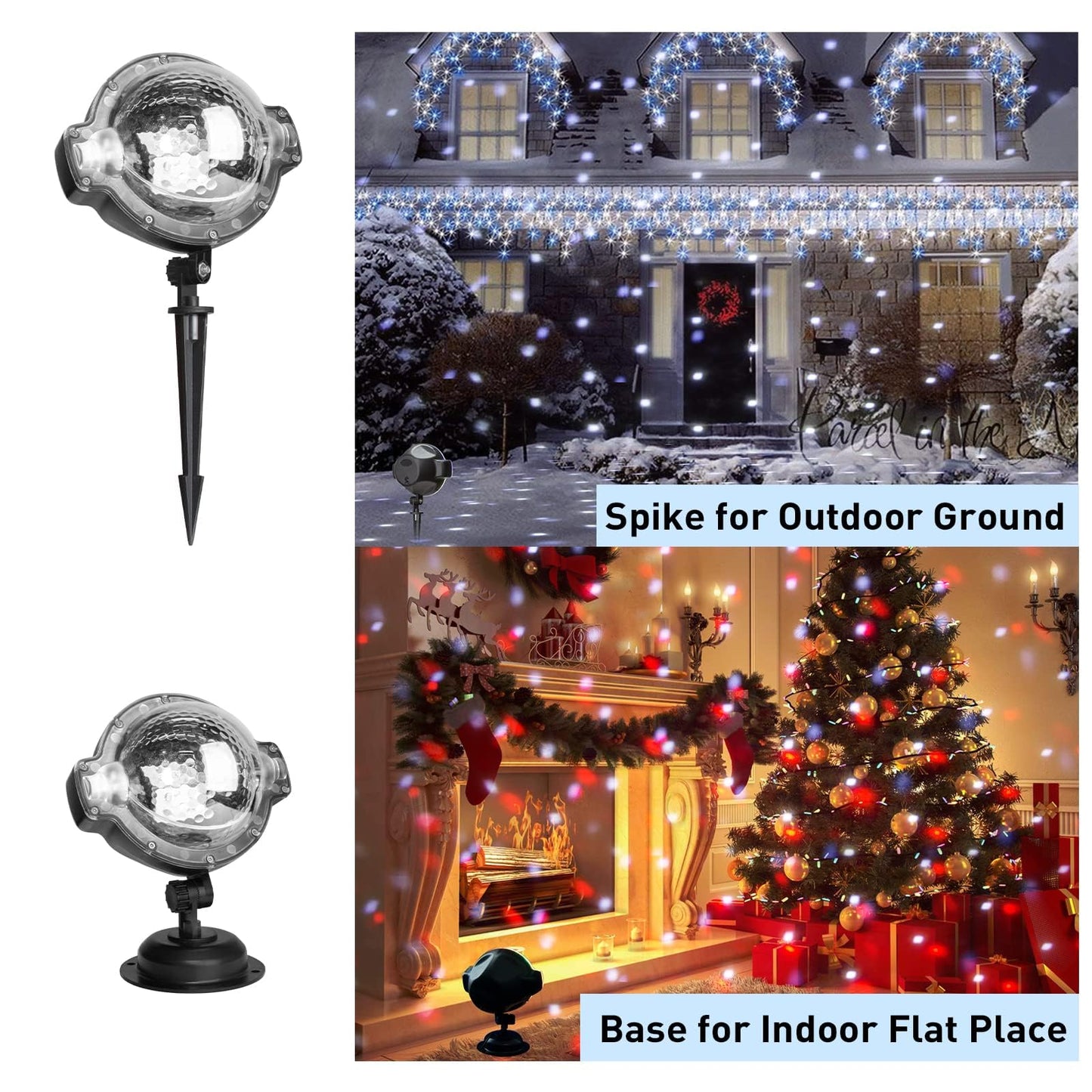 EAMBRITE Christmas Projector Lights Outdoor Multicolour Rotating Falling Snow Projector Moving Points Projection Lights Outside Christmas Decorations for House Garden Party