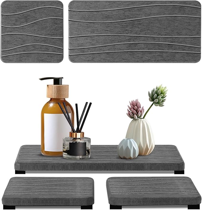 3PCS Water Absorbing Stone Tray, Fast Drying Stone Sink Tray, Stones Soap Trays