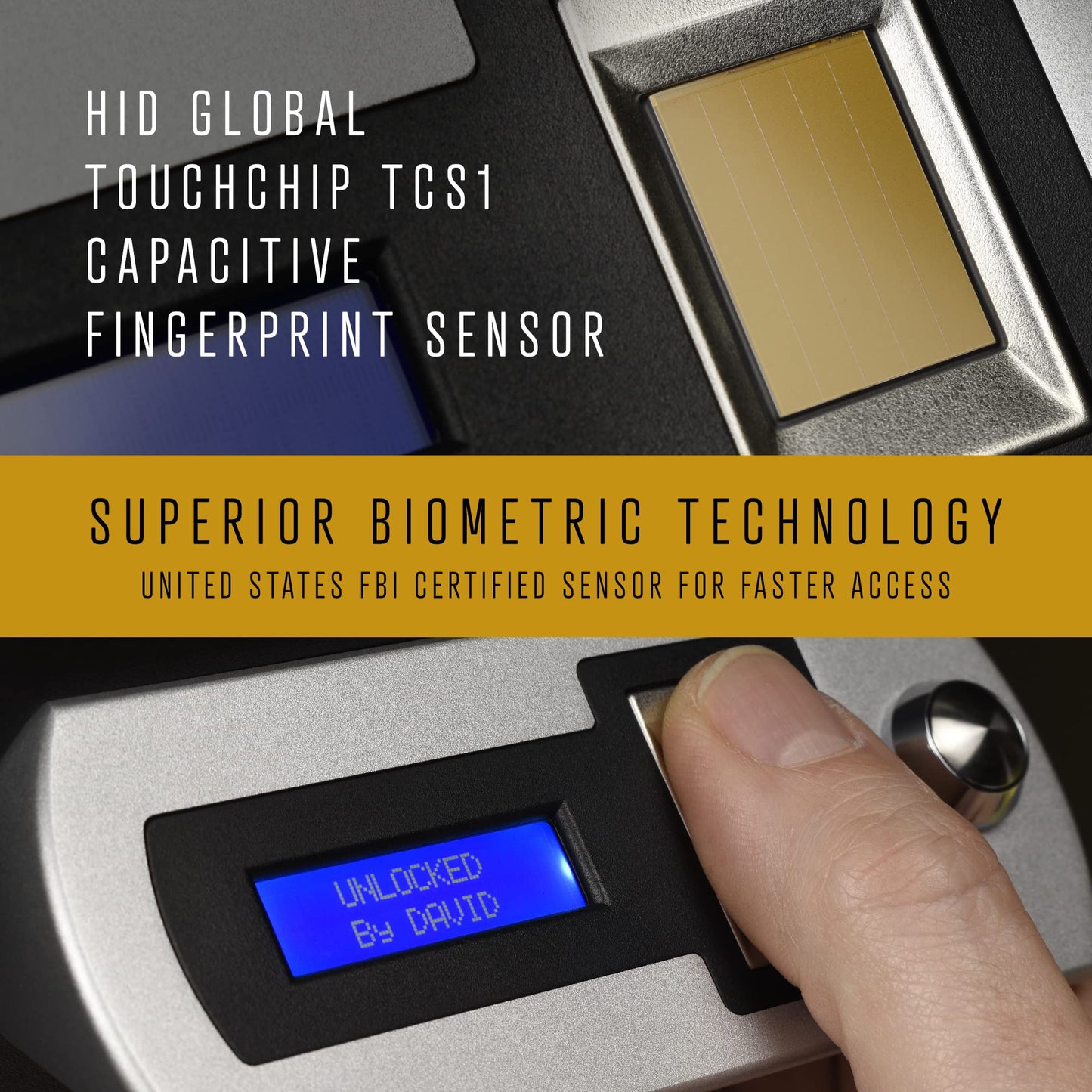 Verifi Biometric S6000 with FBI Fingerprint Sensor for Locker, Alloy Steel, 0.85 Cubic Feet Capacity, Wall Mount, Audible Alerts, Adjustable LED Lighting, Black