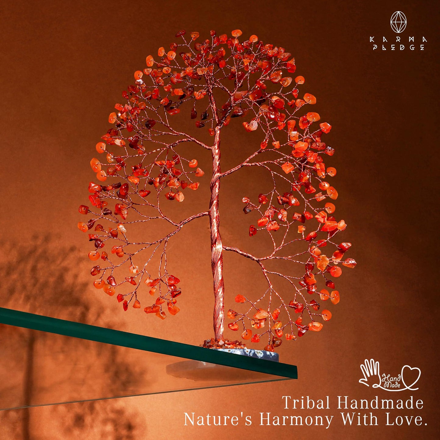 Crystal Tree of Life Birthday Gifts for Women, Men, Frineds, Handmade Carnelian Chakra Tree for Home, Room, Office Decor, Bring Money, Positivity, Reiki Healing, Good Luck, Gifts for Mom & Dad