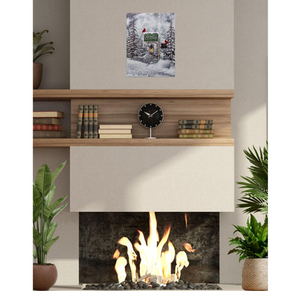 BANBERRY DESIGNS Cardinals and Snowmen Lighted Wall Art Canvas Prints - Christmas Greetings with LED Lantern - Winter Snow Scene with Pine Trees - Measures 16" H x 12" W