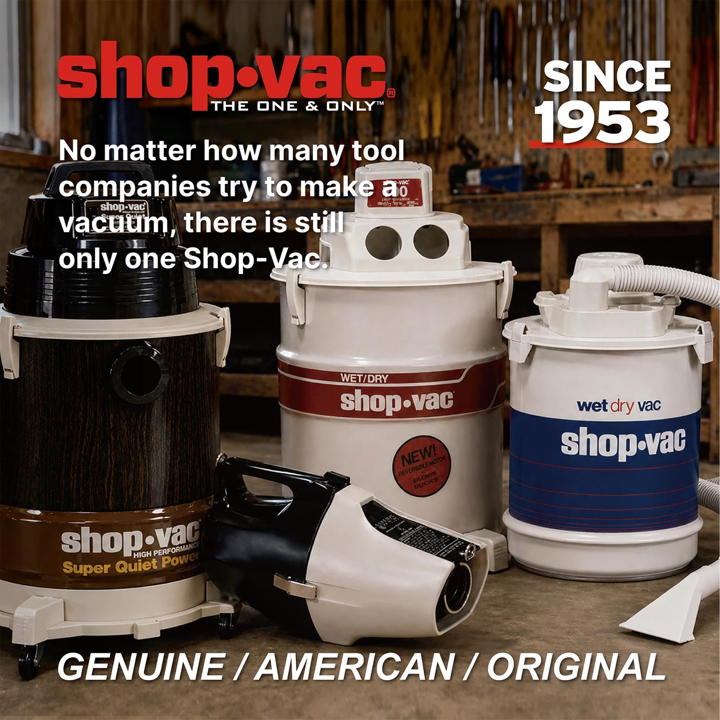Shop-Vac 12 Gallon 6.0 Peak HP Wet/Dry Vacuum, Stainless Steel Tank, 3 in 1 Function Portable Shop Vacuum with Attachments, Drain Port, Ideal for Jobsite, Garage & Workshop. 5926211