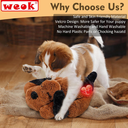 WEOK Heartbeat Puppy for Dogs, Helps for Anxiety Relief and Calming, Stuffed Animal Anxiety Calming Behavioral Puppy Heartbeat Toy Sleep aid for Cats Pets（for Small Breeds）