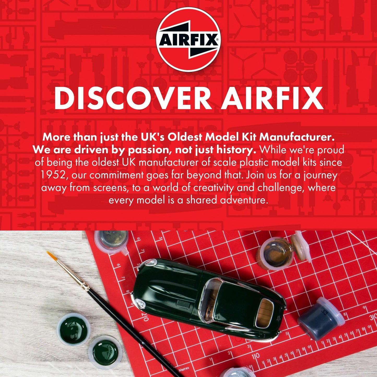 Airfix Starter Set - A55001 Supermarine Spitfire MkVc Model Building Kit - Plastic Model Plane Kits for Adults & Children 8+, Set Includes Decals, Paints, Brushes & Poly Cement - 1:72 Scale Model
