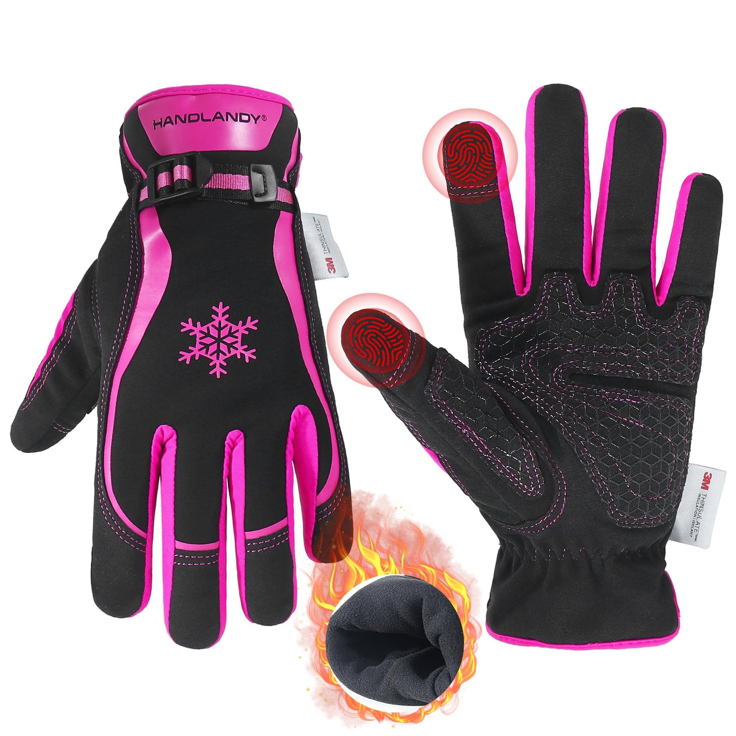 HANDLANDY Womens Winter Work Gloves, Insulated Thermal Working Gloves Touchscreen Warm Gardening Gloves Small