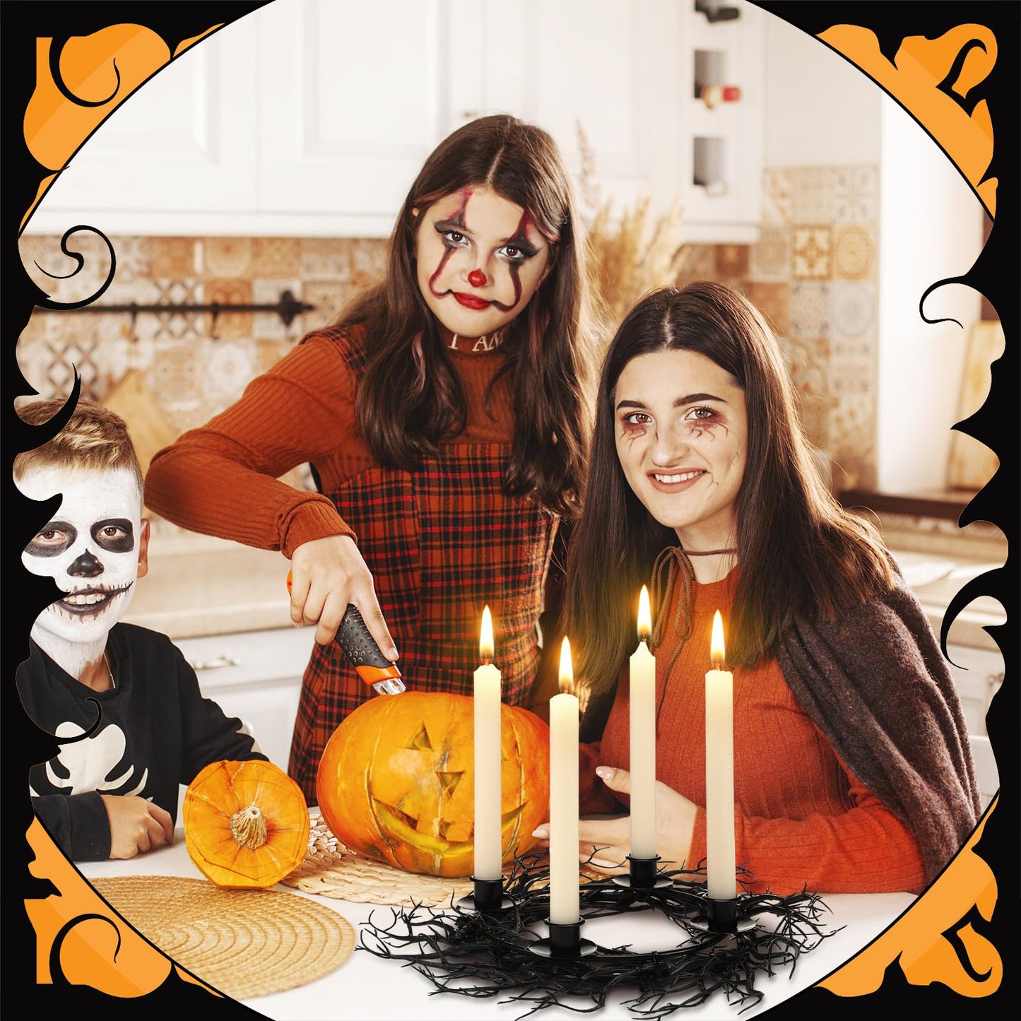 Beeveer Halloween Candle Holder 17 Inch Gothic Black Branches Candlestick Black Candelabra Spooky Halloween Candle Stick Holder for Desktop Dinner Party Wedding Table Centerpieces