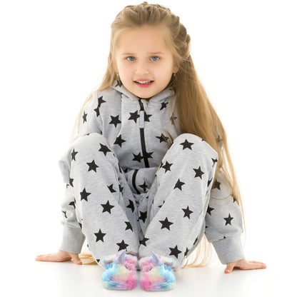 Dream Bridge Girls Boys Slippers Kids Unicorn Plush Warm Slipper Anti Slip Soft Winter House Shoes for Indoor Outdoor Activities,Pink Unicorn,8.5/9 UK Child