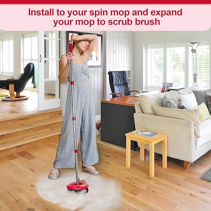 Scrub Brush with Refill Base, Spin Mop Head Scrubber Replacement Compatible