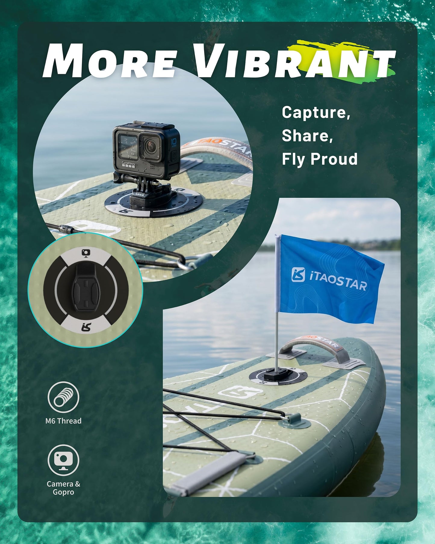 iTAOSTAR C03DP 35" Super Wide Paddle Board, More Fun Inflatable Paddle Board with 5 Fins，12 Foot Stand Up Paddle Board with Premium SUP Accessories for Familly of All Skill Levels