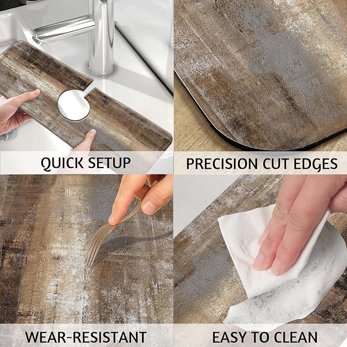 MCALK Dark Brown Kitchen Sink Faucet Mat Splash Guard, Absorbent Quick-Dry