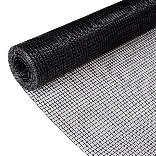 Gareinwuds Black Vinyl Coated Hardware Cloth for Chicken Wire Fencing-1/4in Mesh AWG 21 Gauge 24in x 50ft Galvanized Welded Wire Mesh Roll-Poultry Cage, Rabbit Protection, Snake Proof, DIY Projects