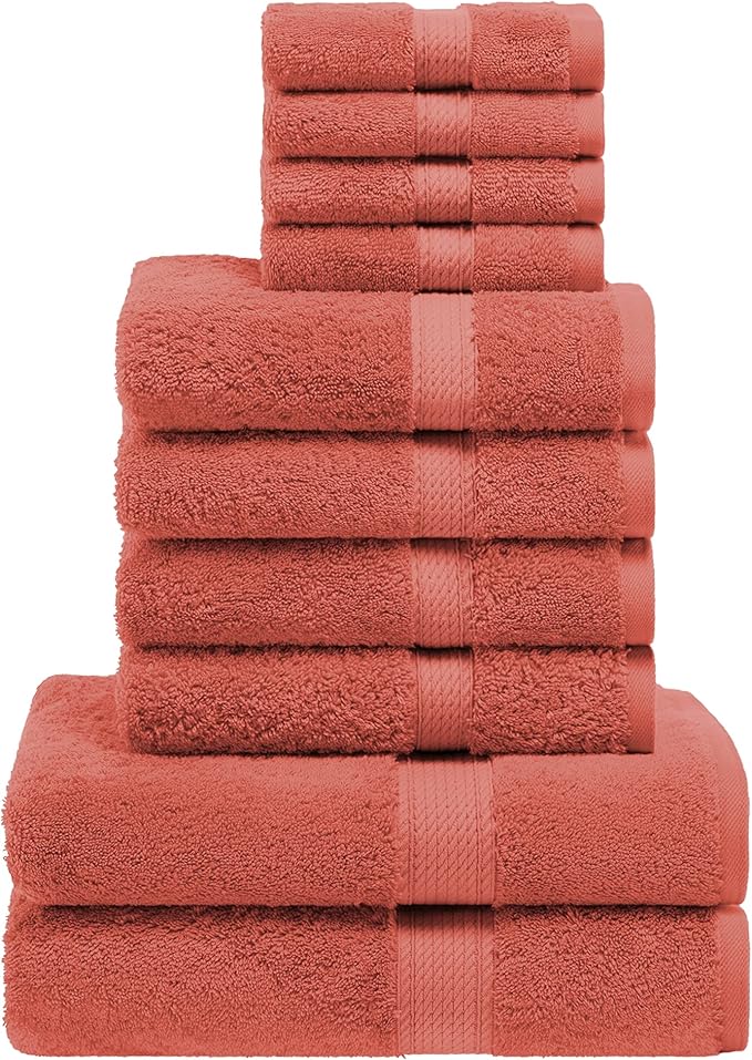 SUPERIOR Egyptian Cotton Solid Towel Set, Washcloths 13” x 13”, Hand Towels 20”