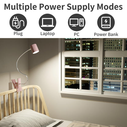 Dott Arts Desk Lamp,USB Clip On Light,Book Lights for Reading at Night,3 Color Modes,10 Brightness Clamp Lights,360° Gooseneck LED Reading Light for Books in Bed,Eye-Care for Home Office,Headboards