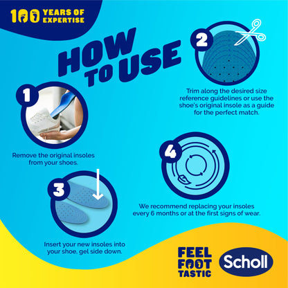 Scholl GelActiv Work Insoles for Men, All Day Comfort at Work, Shock Absorption and Comfort Cushioning with GelWave Technology, UK Size 7-12