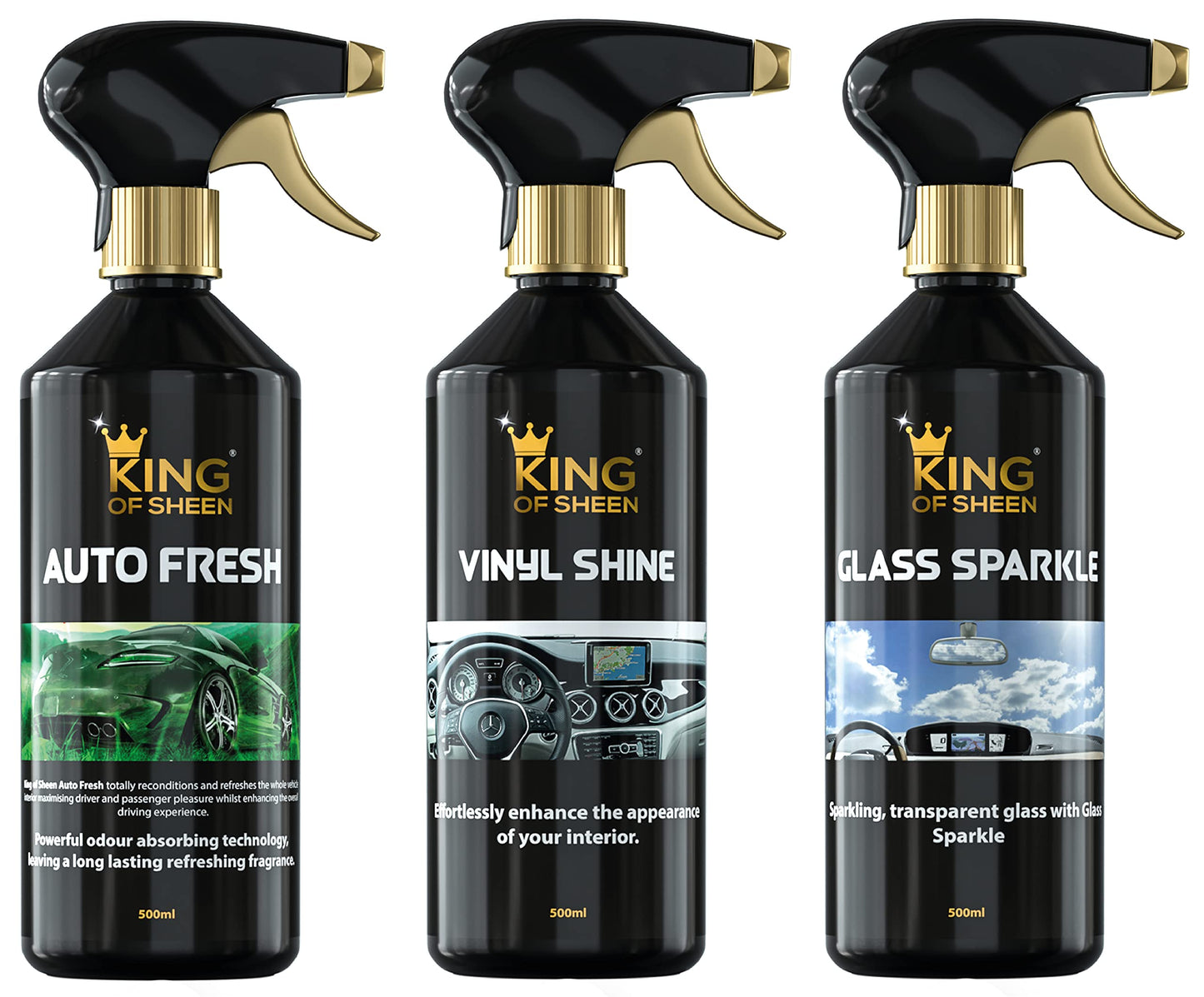 King of Sheen Waterless 11 Piece Car Cleaning Kit, to Clean Your Entire Vehicle to a showroom Standard. Ideal Car Gift Set for the Car Enthusiast.