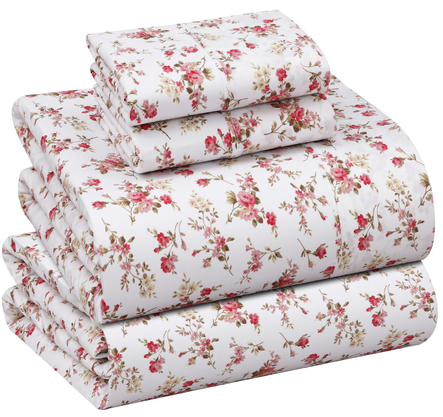 RUVANTI 100% Cotton Percale Sheets Full Size, Bouquet