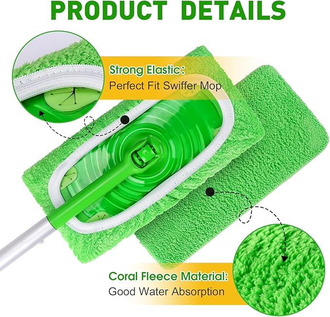 12Pcs Reusable Microfiber Mop Pads Compatible