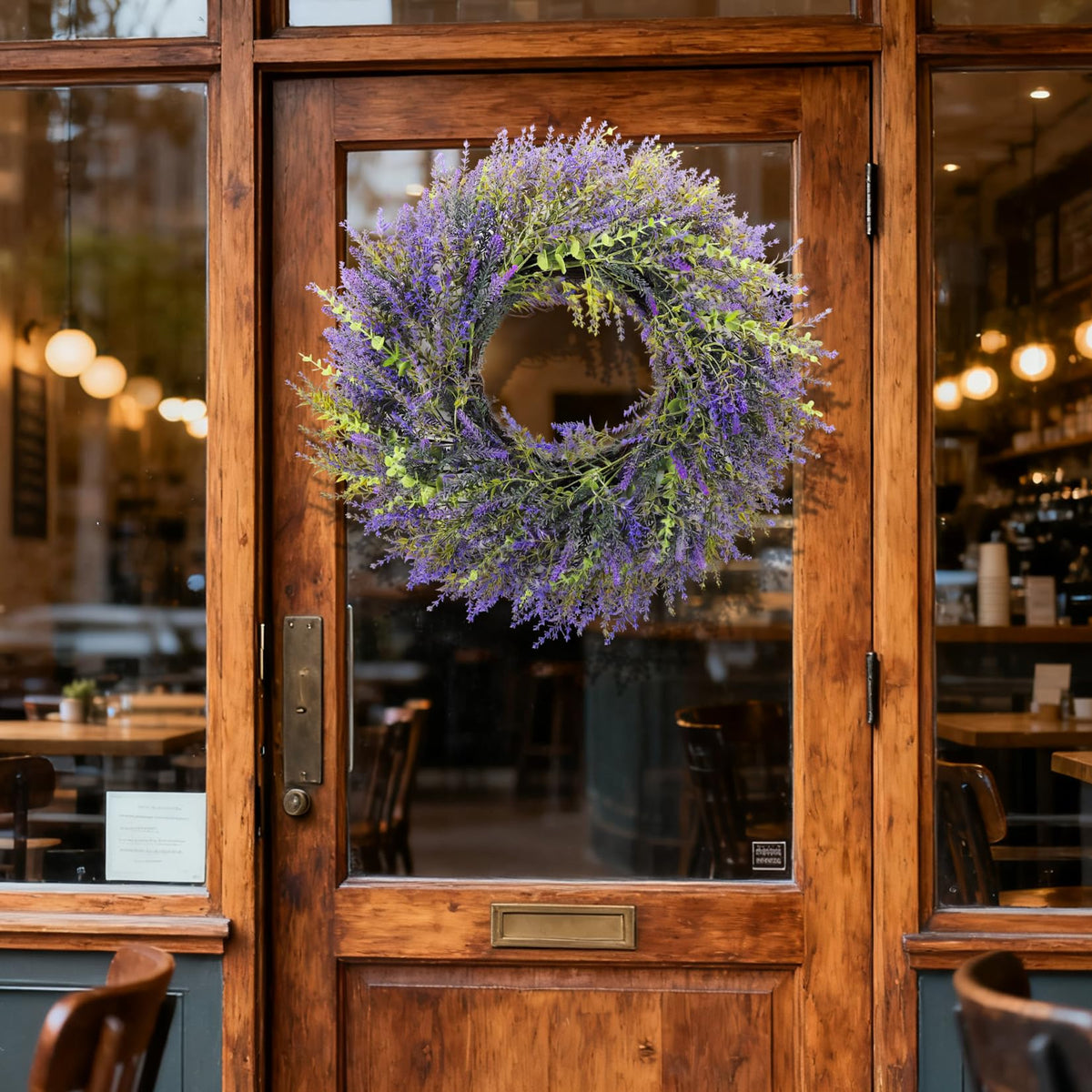 24'' Lavender & Eucalyptus Wreath for Front Door, Window - Artificial Eucalyptus Leaves Greenery Outdoor Wreath for Wedding Farmhouse Porch Wall Room Home Decor