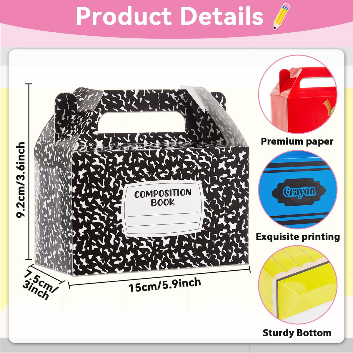 12Pcs Back to School Gift Boxes First Day of School Party Treat Boxes Pencil Crayon Apple Goodie Candy Box Teacher Appreciation Party Favor for Student Preschool Kindergarten Classroom Decorations