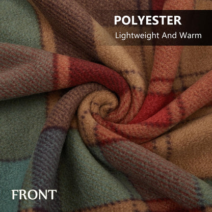 forestfish Fleece Wearable Blanket, Plaid Lap Blanket Comfy Poncho Throw with Buttons for Bed Sofa Office